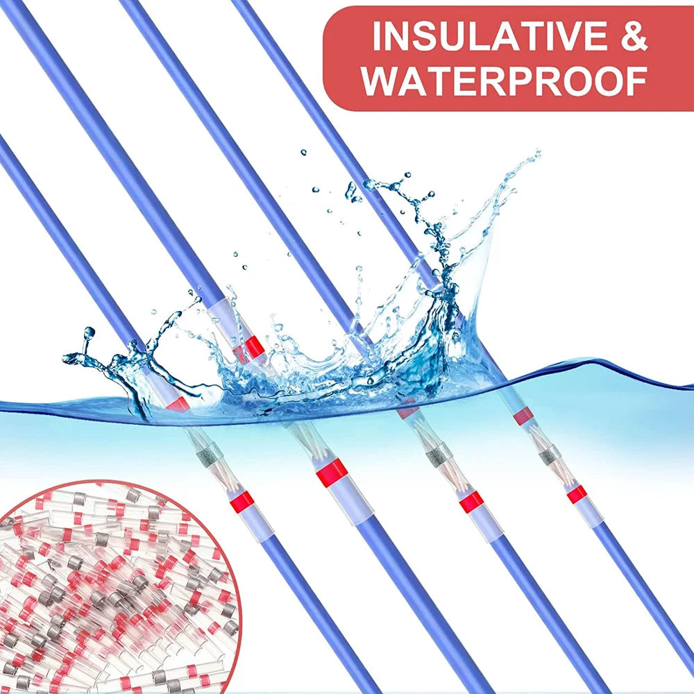 50-1000PCS Heat Shrink Butt AWG22-18 Red Solder Insulated Waterproof Electrical Splice Wire Connectors with Hot Air Gun Us/Eu
