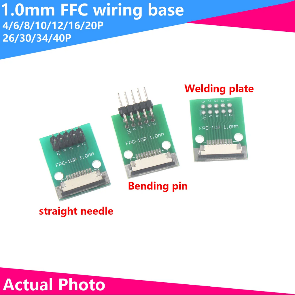 FPC/FFC4P-40P welding 1.0 Pitch clamshell/drawer seat 1.0MM turn straight insert 2.54 flexible cable adapter plate