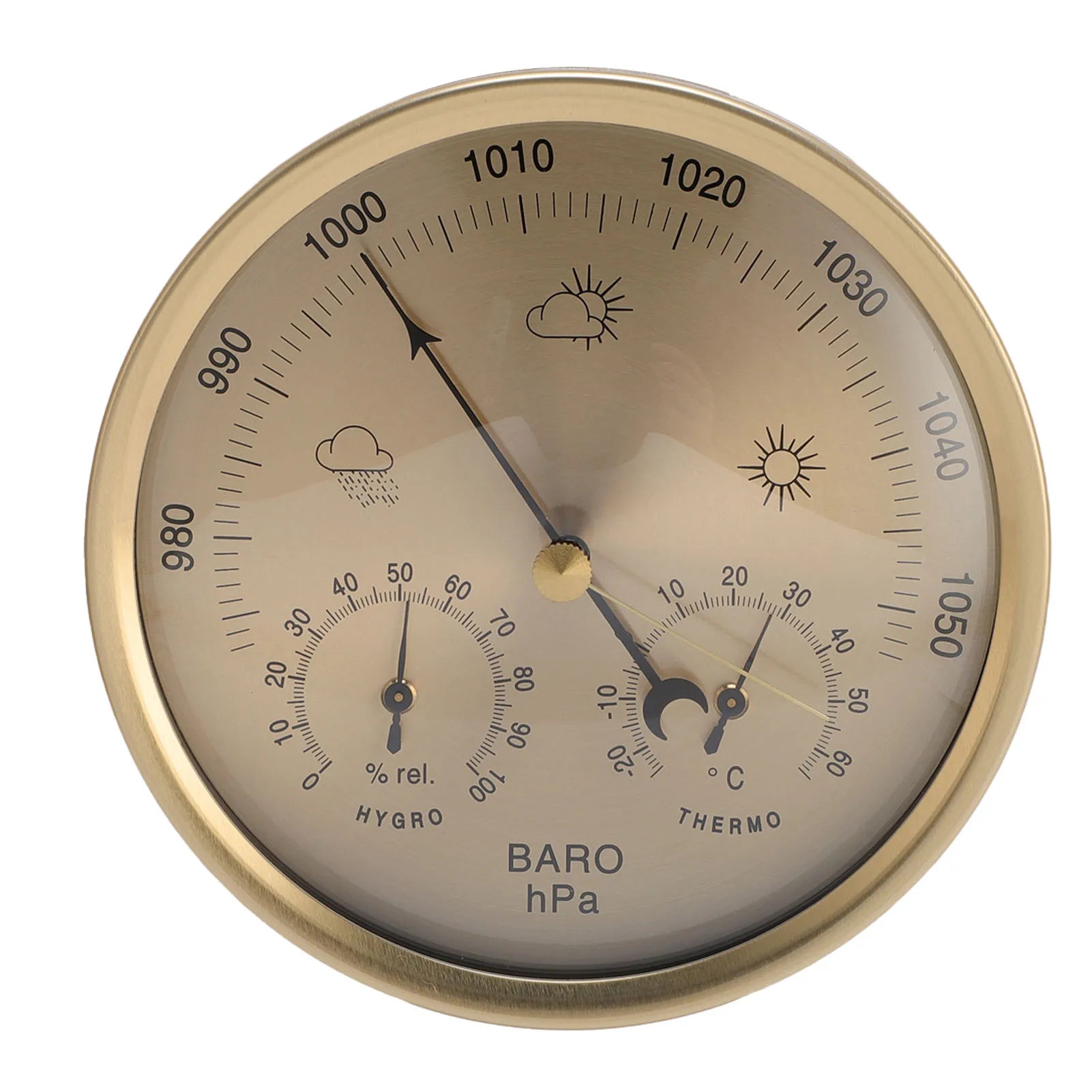 Metal 3 in 1 Barometer for Indoor and Outdoor Use Barometer Thermometer Hygrometer Household Weather Station with Round Frame