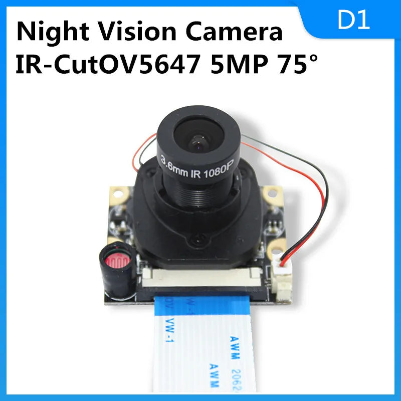 Raspberry Pi 4 Camera 5MP 1080P Night Vision Fisheye IR-CUT Camera Infrared Light OV5647 Webcam for Raspberry Pi 4B 3B+ 3B Zero
