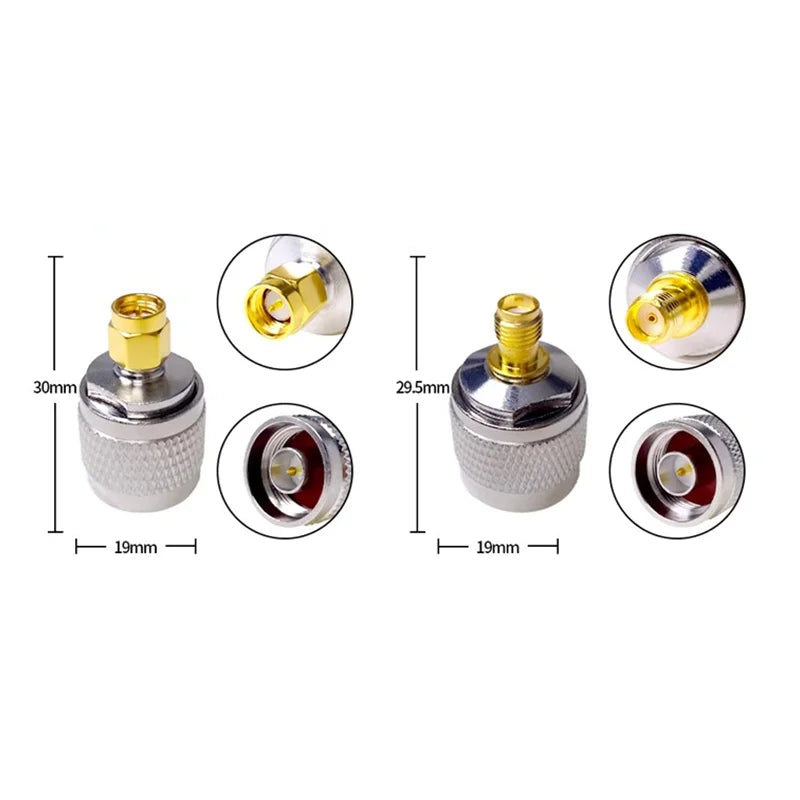 2PCS SMA Male Female to N BNC UHF PL259 SO239 TNC Copper Brass Adapter Straight RF Coaxial Connector Converter