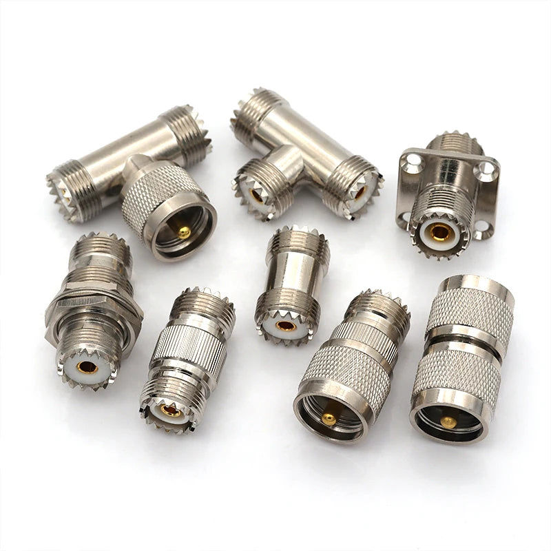 1Pcs Adapter UHF PL259 SO239 to UHF / N Male Plug & Female Jack Straight & Right Angle & Flange & T Type RF Coaxial Connector