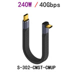Elbow USB 4.0 Gen3 40Gbps FPC Cable PD 240W 5A Quick Charge USB C to Type C Cable Thunderbolt 3 8K @ 60Hz USB C Data Cable