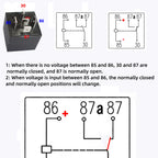 5Pcs Automotive Relay 12V or 24V 5Pin 40A Car Relay with Black Red Copper Terminal Auto Relay Socket SPDT Harness Cable