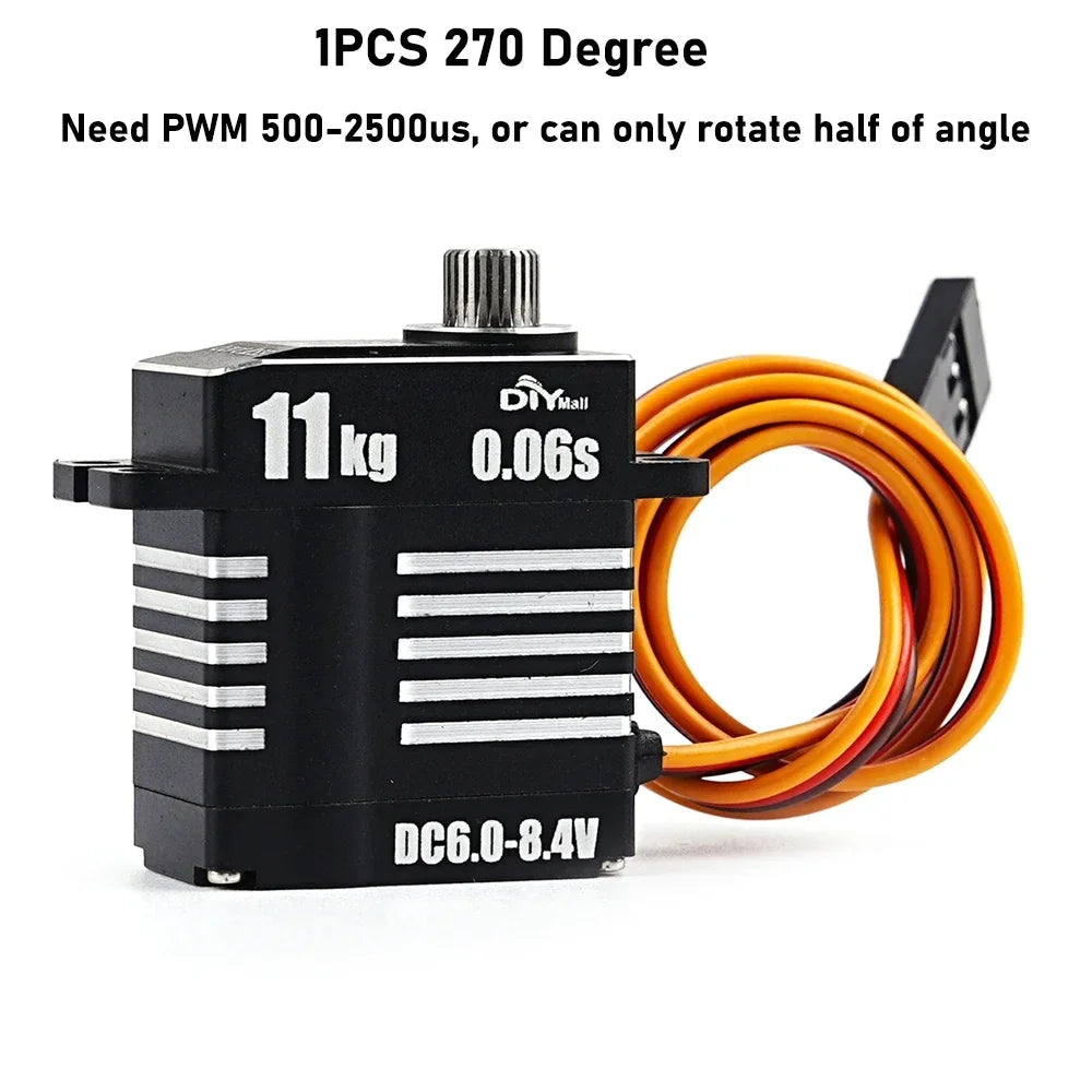 Micro 8.4V 0.06S 11KG Digital Servo Motor Mini Full Metal Coreless Programmable Servos 180/270/360 Degree High Torque for RC Car