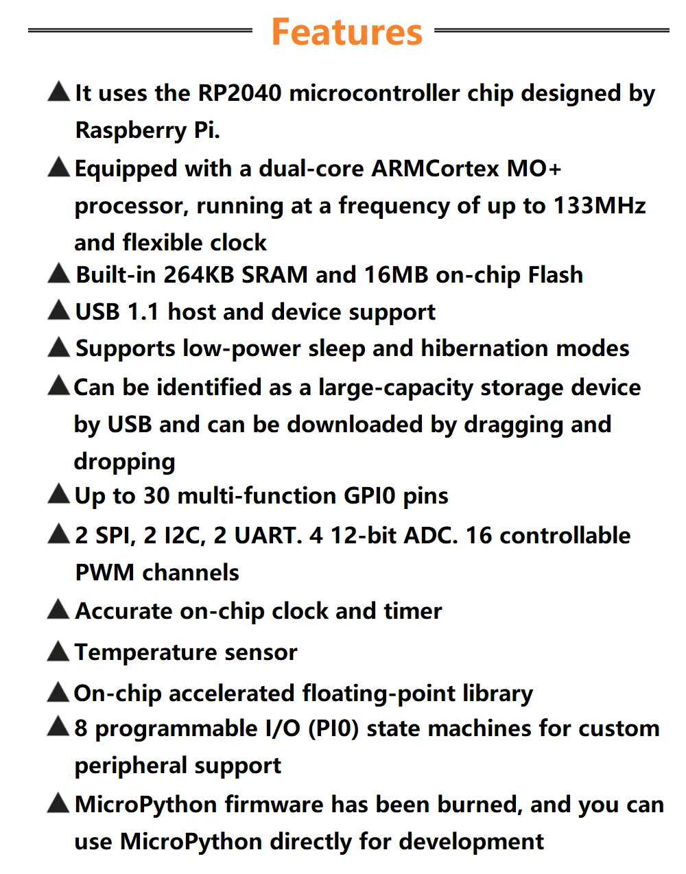 Ultimate Pico RP2040 128Mbit 16MB/4MB Compatible with Raspberry Pi Dual-Core Processor