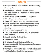 Ultimate Pico RP2040 128Mbit 16MB/4MB Compatible with Raspberry Pi Dual-Core Processor