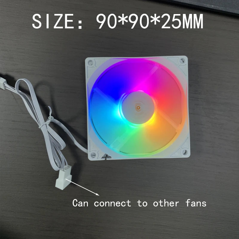 90MM RGB CPU Cooler Silent Cooling Fan 4PIN PWM PC Quiet DC 12V CPU Cooler Replacement White Fan