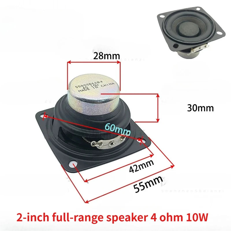 SOTAMIA 2Pcs 2 Inch Square Audio Full Range HiFi Speaker 4 Ohm 8 Ohm 20W 15W 10W 4R 8R DIY Soundbar Bluetooth Speaker