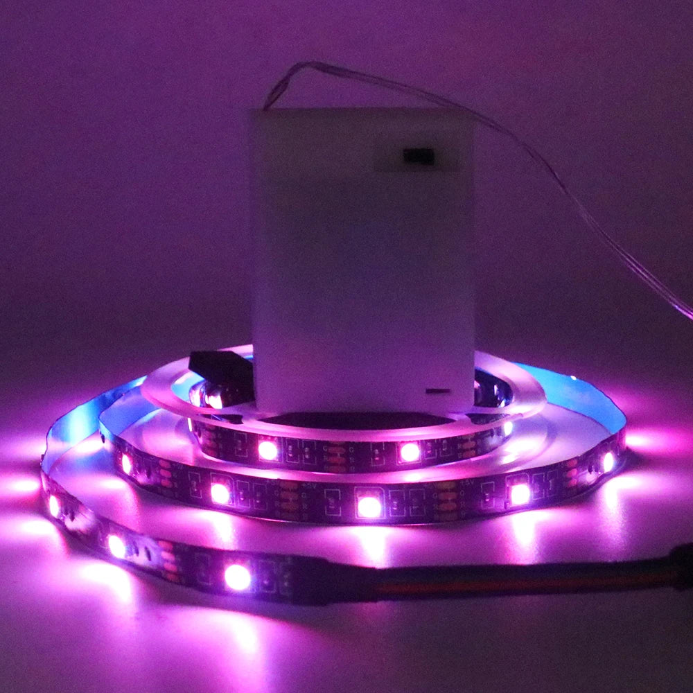 DC 5V 5050 RGB Strip LED Light Battery Powed Waterproof Ribbon Tape Stable Led Strips Indoor Outdoor Decoration Remote Control