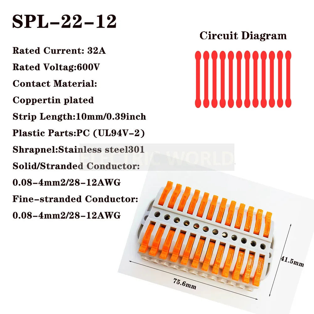 Wire Connectors KV-223-2 Terminal Block Push-in Quick Connector Docking Wiring Connector Electrical Plug-in Fast Cable Connector