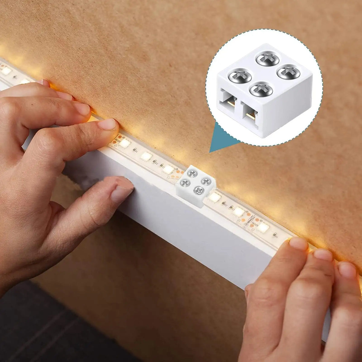 LED Strip Connectors 2Pin 8mm 5V/12V/24V Versatile LED Light Solderless Connector Adapter for 22AWG/20AWG/18AWG/16AWG Solid Wire