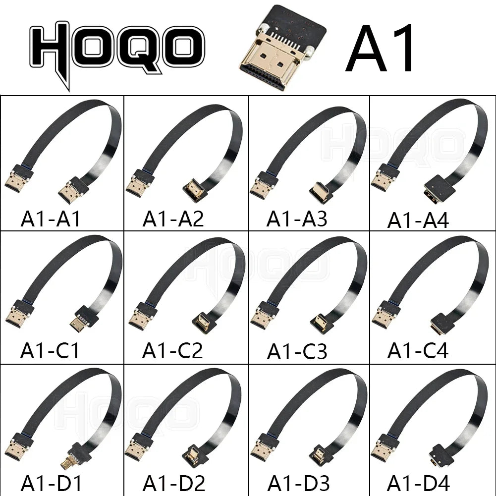 HD A1 Ultra Thin Flat FPV HDMI-Compatible Cable Flexible Mini HDMI to Micro HDMI Ribbon Wire 5cm/50cm Short FPC FFC