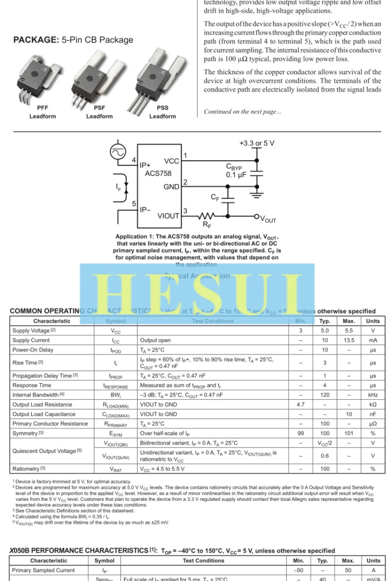 Original and genuine ACS758LCB-050B-PFF-T Hall current sensor chip