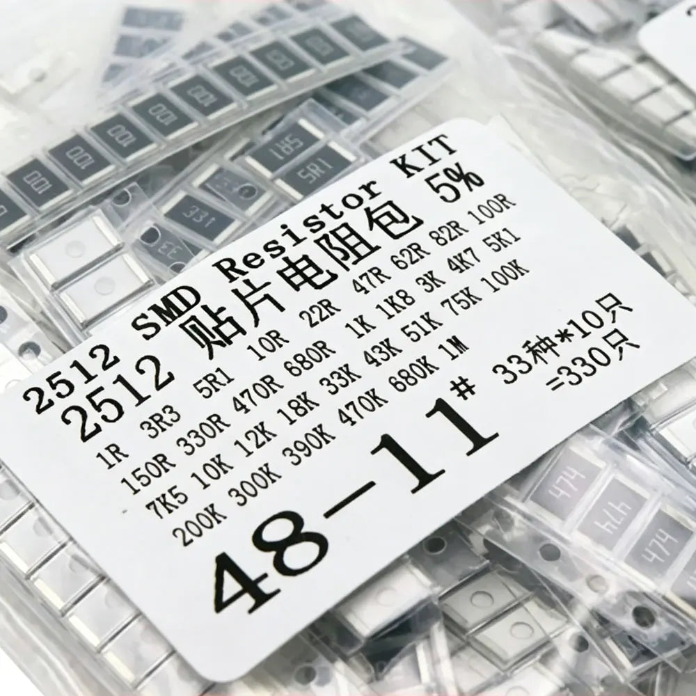 0201 0402 0603 0805 1206 1210 2512 Resistor Kit  33 ValuesX20=660PCS Pack Sample Kit Assorted 1K 10 150R 330 470 1.8 3 4.7k 5.1k