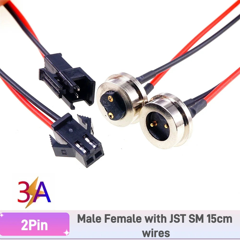 Magnetic Circular PogoPin Connector 2A Male Female Metal Spring Loaded 1/2/3/4/5/6 Pin DC Power Charger Wire JST SM Gold Plated