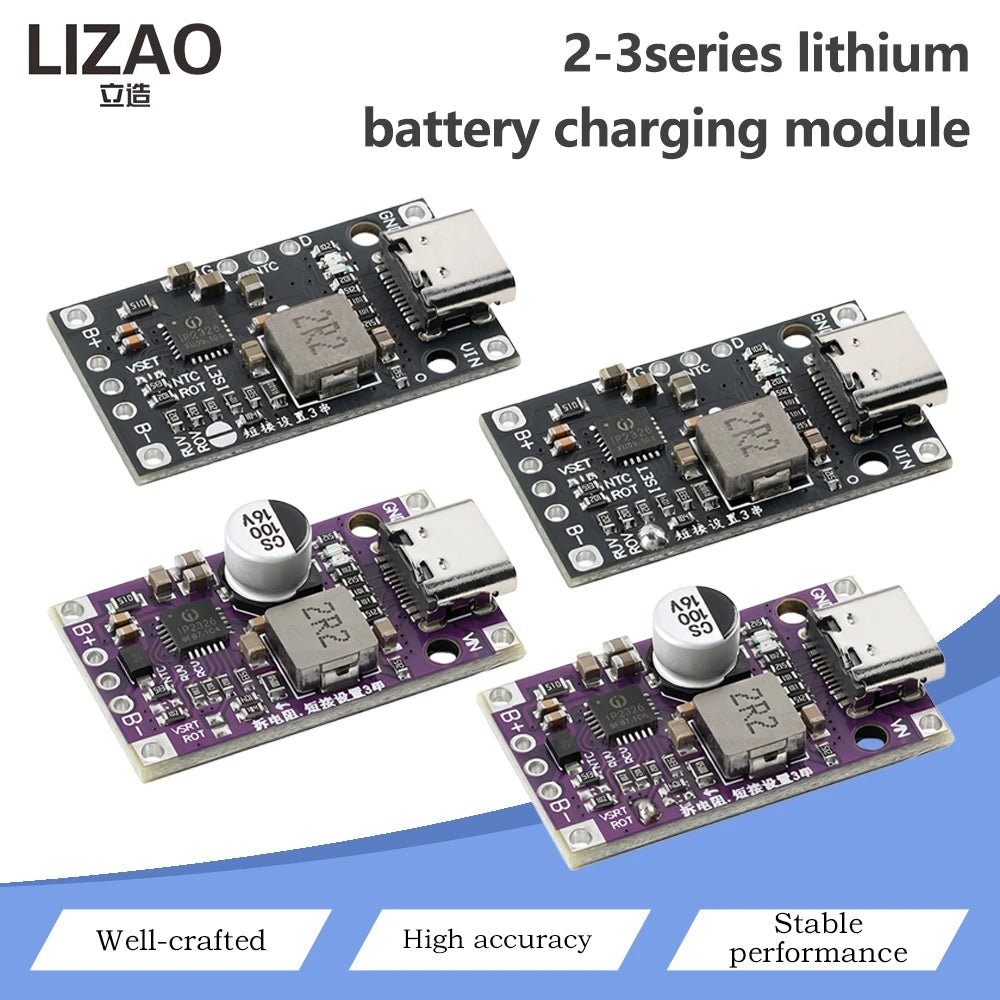 Type‑C USB 2‑3S BMS Lithium Battery Boost Charging Module 15W 8.4V 12.6V 1.5A Fast Charge With Balance And Indicator