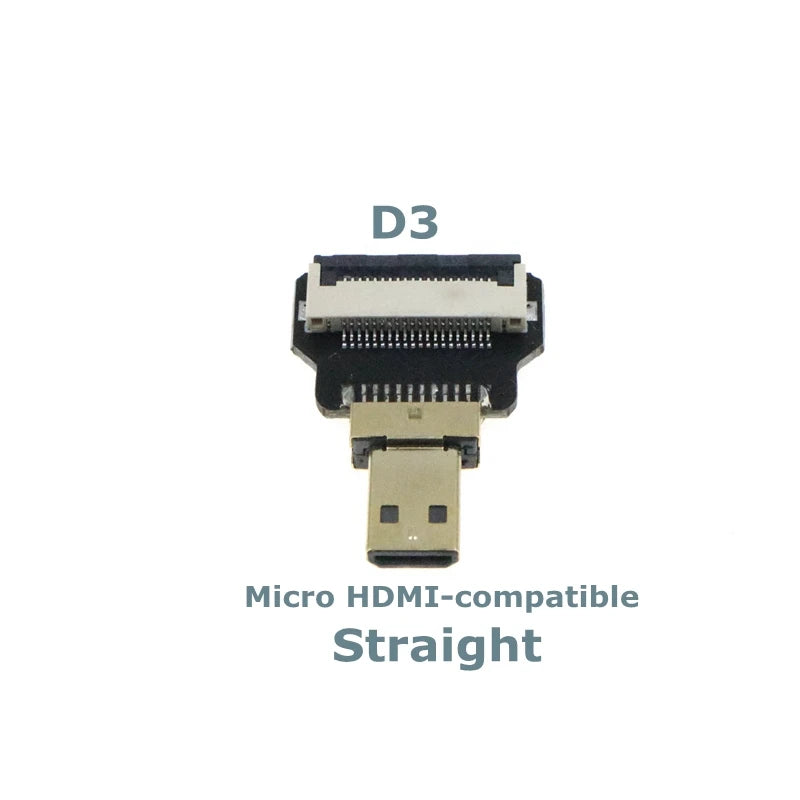 Ribbon FPV HDMI-Compatible Connector Flexible Flat Cable Raspberry Pi 4 Micro HDMI to HDMI/Mini HDMI Female 90 Degree FFC 20pin