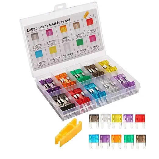 120PCS Mini Blade Fuse Assortment Kit, Automotive Replacement Mini Car Fuses Auto Accessories for Car, RV, Truck, Motorcycle
