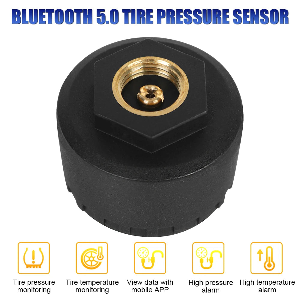 Bluetooth 5.0 External Mobile Phone APP Display TPMS Android/IOS Tire Pressure Monitoring System Car Tire Pressure Sensors