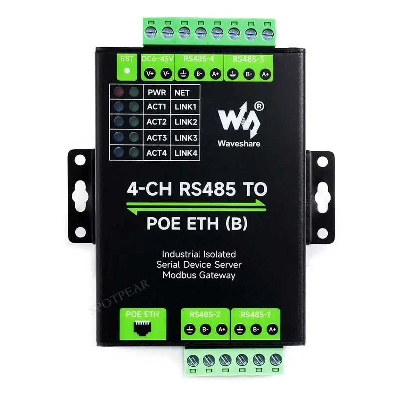 Industrial Isolated 4CH RS485 TO POE ETH (B) RJ45 Converter UART For Modbus 4-Ch RS485 to RJ45 Ethernet Serial Server