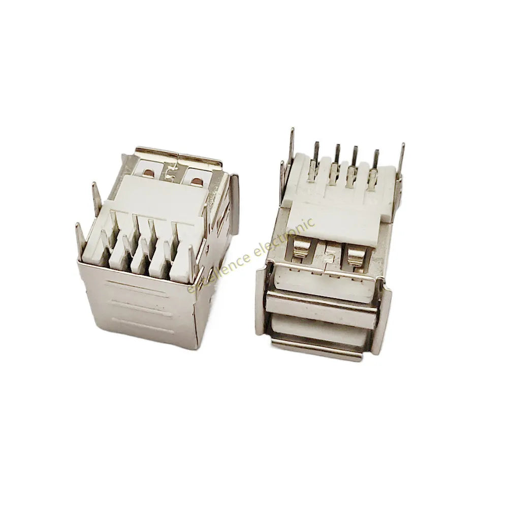 5/10Pcs Double USB Type A Female Solder Jacks Connector PCB Socket USB-A Type 90 Degrees / 180 Degrees Adapter