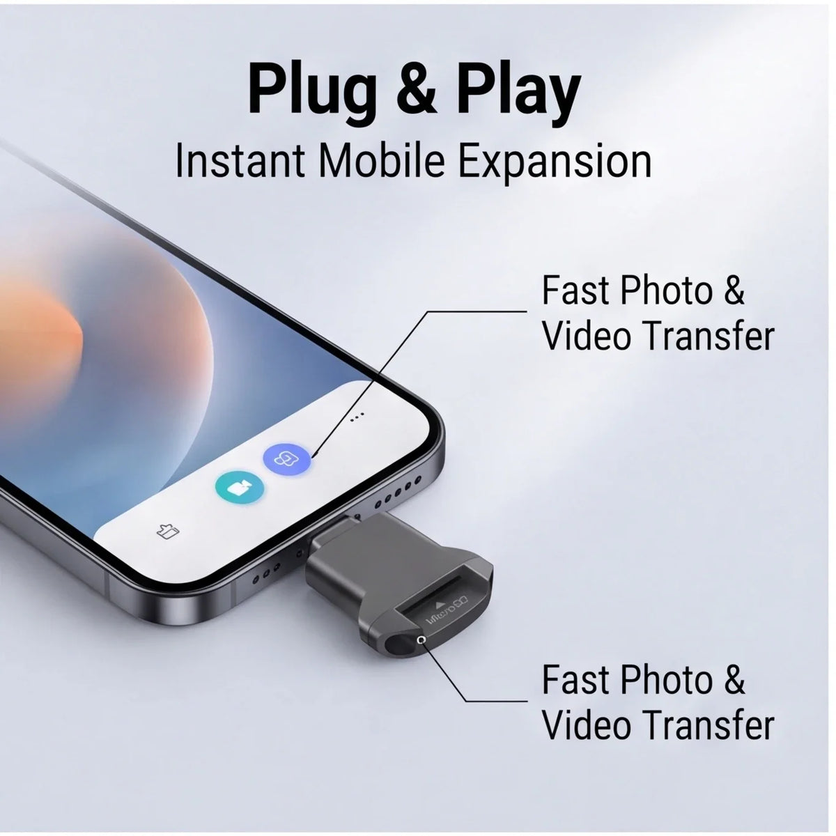 USB C to MicroSD Card Reader, High Speed OTG Adapter for Phones & Laptops, Plug & Play, Compact Design
