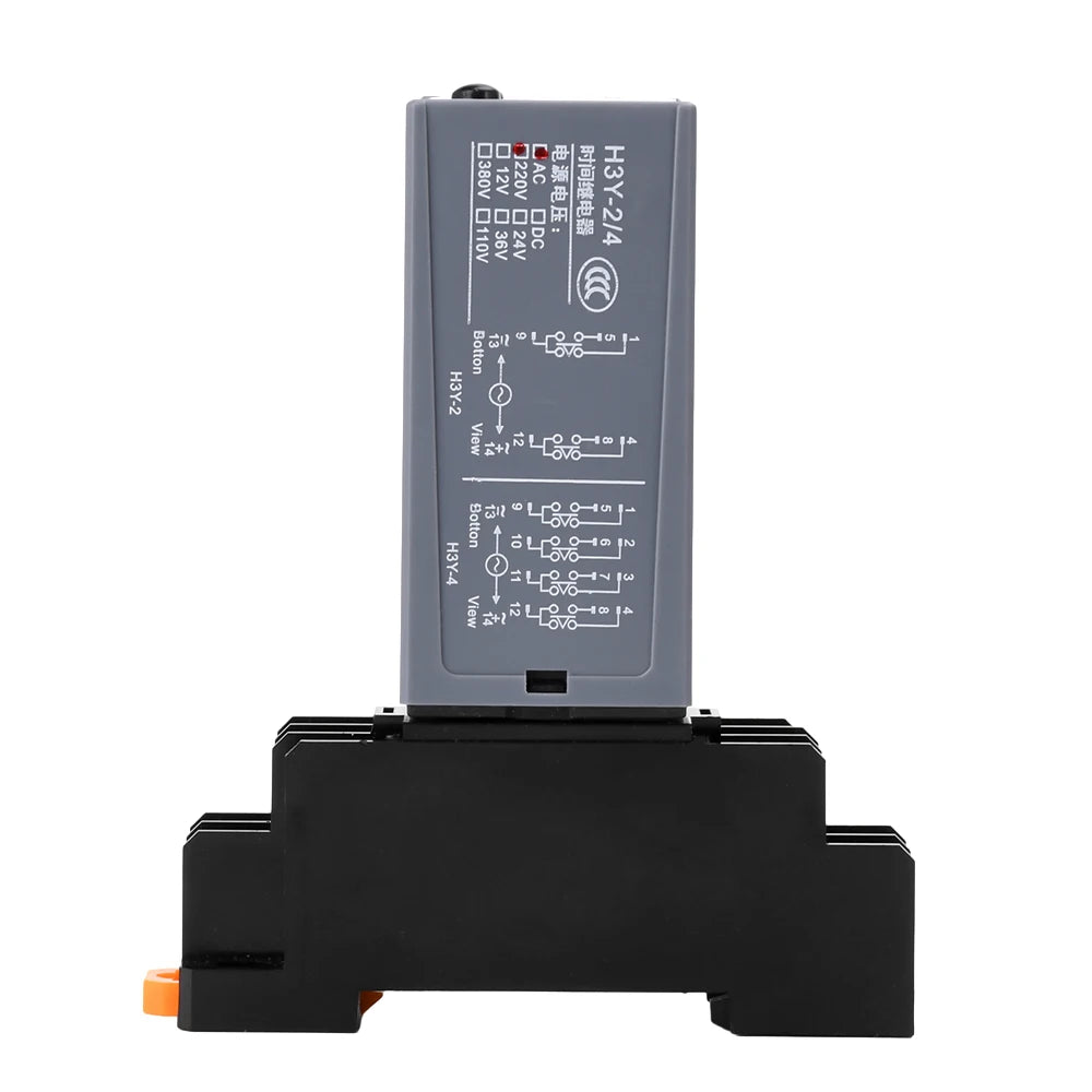 DC12V DC24V AC220V Digital Time Relay Mini Power-on Delay Controller Time Relay Cycle Time Control Delay Device with Base Socket