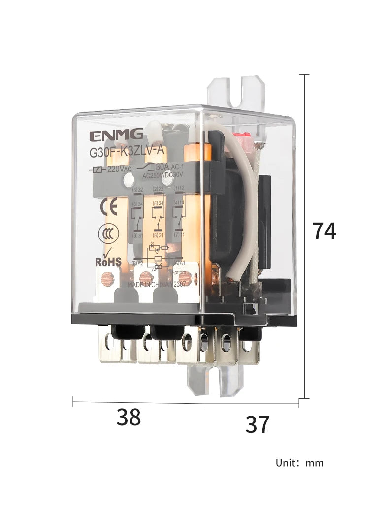 ENMG G30F High Current 30A Intermediate Relay High Power Compact Triple Open Triple Close DC30v24VDC 220VAC Induction LED Lights