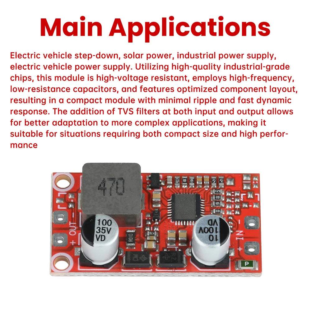 Buck Converter DC-DC 12-100V TO 5V 12V Buck Regulator Step-Down Power Supply Module 3A Low Ripple Voltage Step Down Board
