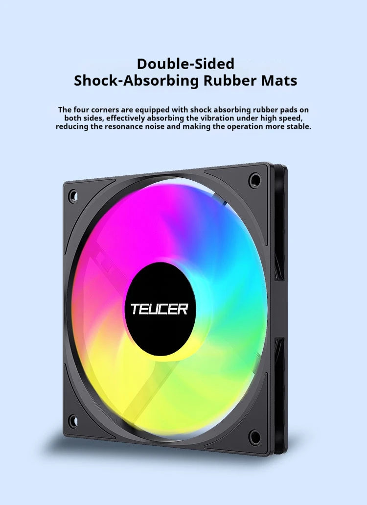 TEUCER UT-12015 120mm ARGB FDB Bearing Slim Cooling Fan High-Performance PC Case Fan for CPU Cooling and PC Builds