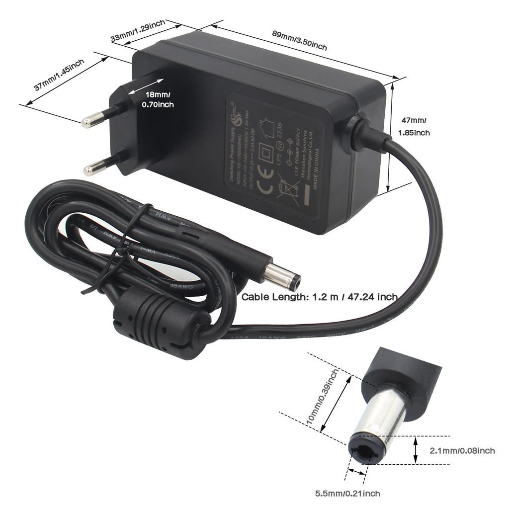 Geekworm 12V 5A 60W Power Adapter | Power Supply | DC 5.5*2.1mm Jack | for Raspberry Pi X735 V3.0/ X729/ X1009/X-UPS1