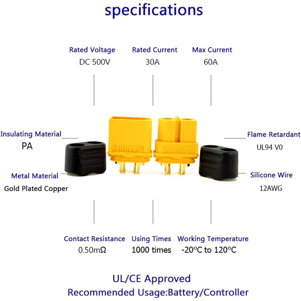 XT60H (XT60 Uograde) Male Female Bullet Connectors Plugs for RC Lipo Battery Rc Drone Airplane Accessories XT60 Connector