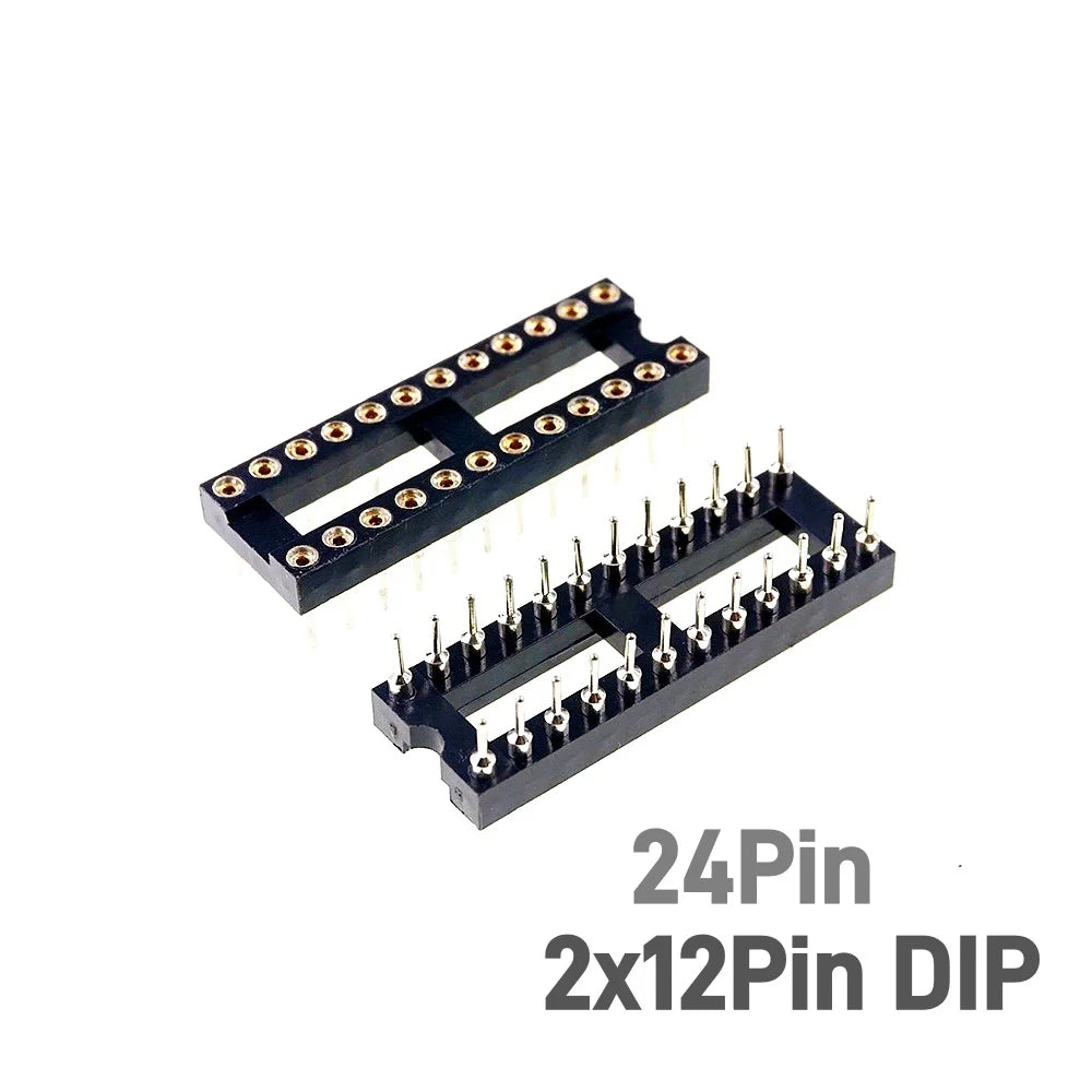 5/50 Pcs 2.54MM Pitch SMD DIP IC Socket Contact Clip Surface Mount Machined Receptacle 4 6 8 10 12 14 16 18 20 24 Pin Row 7.62mm
