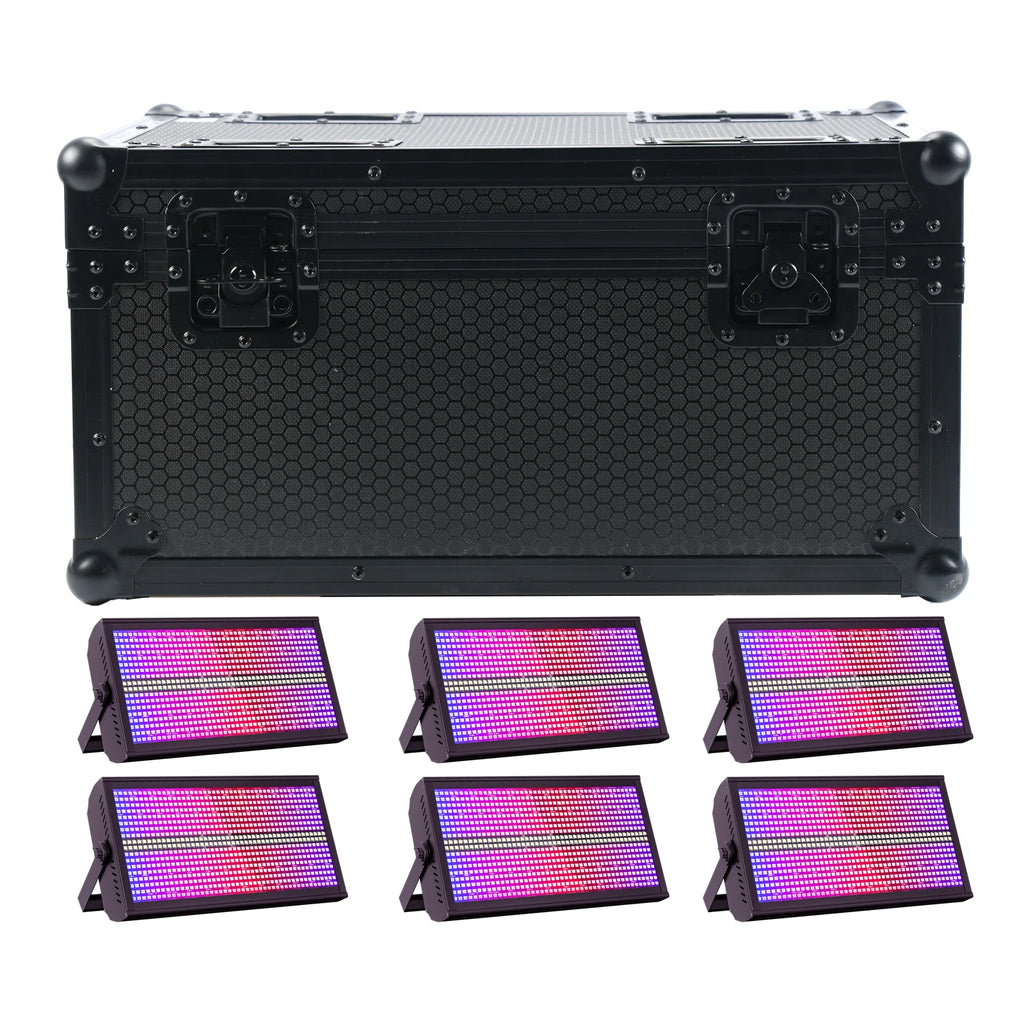U'King 6Pcs 200W LED RGBW 48+8-Segment Strobe Lights With Flightcase/6Pcs Strobe Lights/Only 1Pcs Flightcase For Party Show KTV