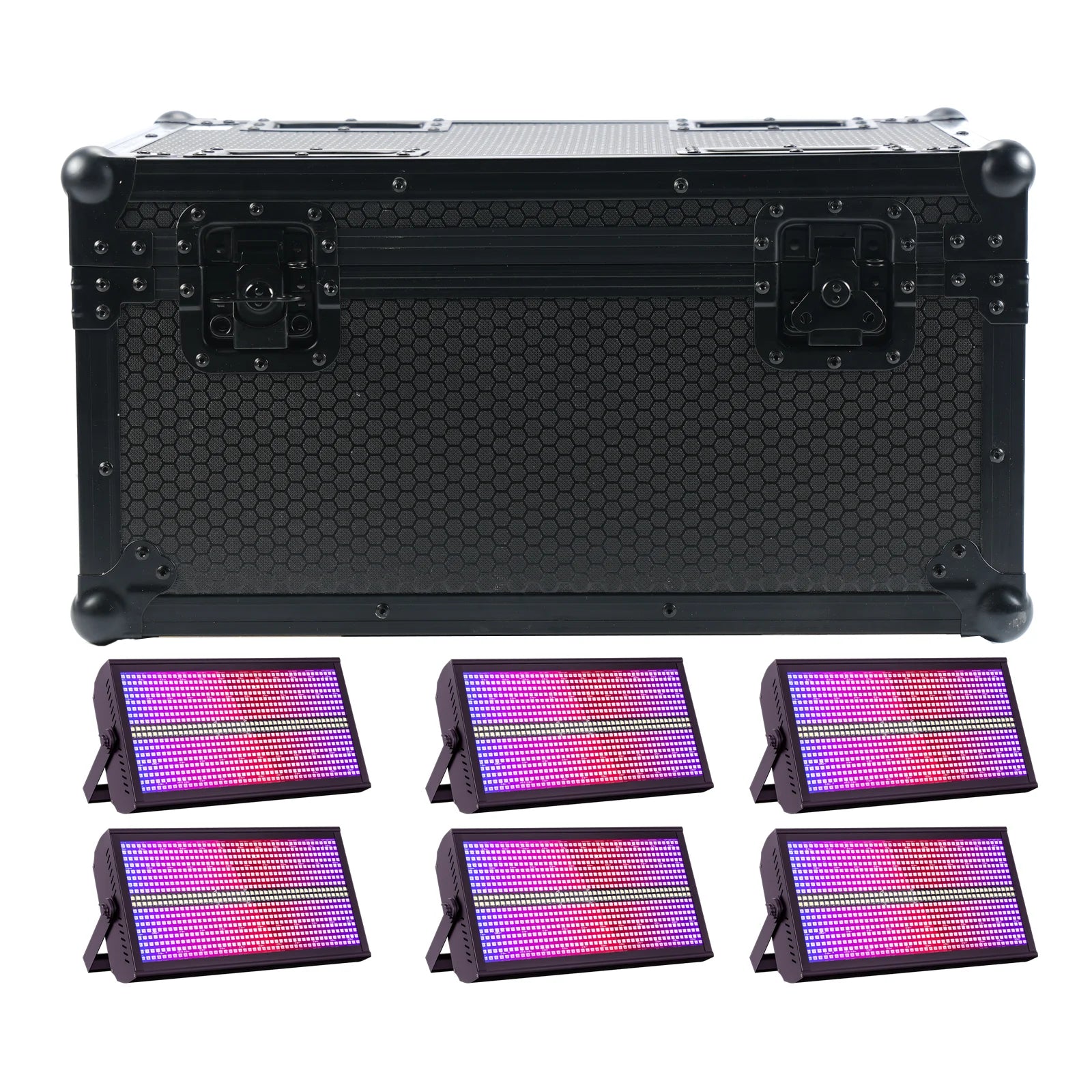 U'King 6Pcs 200W LED RGBW 48+8-Segment Strobe Lights With Flightcase/6Pcs Strobe Lights/Only 1Pcs Flightcase For Party Show KTV