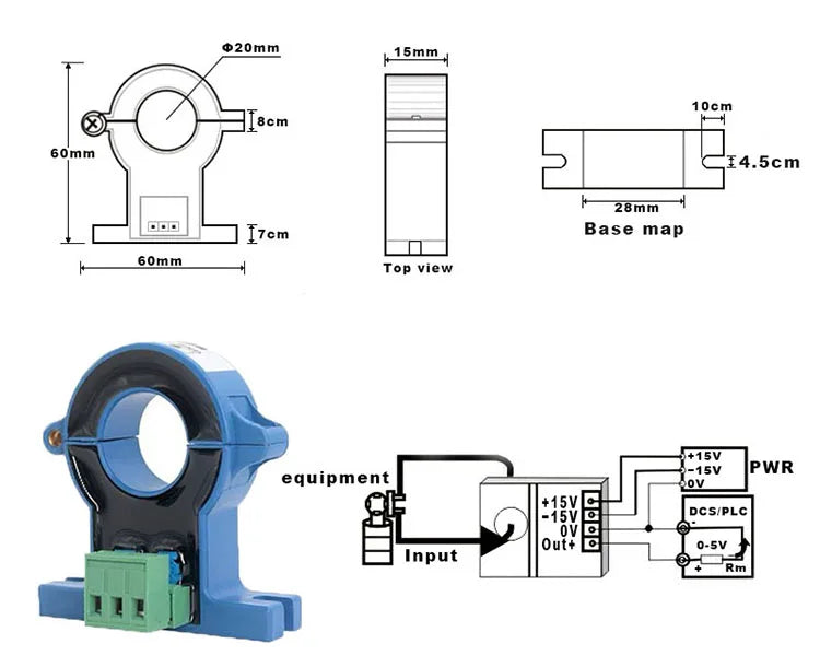Dc Current Sensor 4 To 20ma Rs485 Hall Open Loop Split Core Transducer 10a 20a 100a 200a 20mm 38mm Hole Dc Current Transmitter