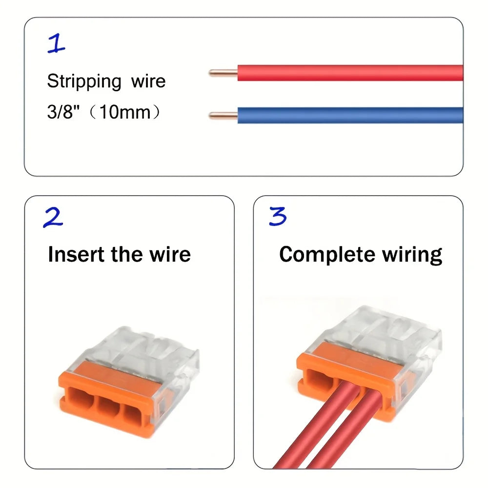 50pcs Mini Quick Wire Connectors 2/3/4/5/ Ports Terminal Block Hard Stainless Easy Electric Quick Push-In