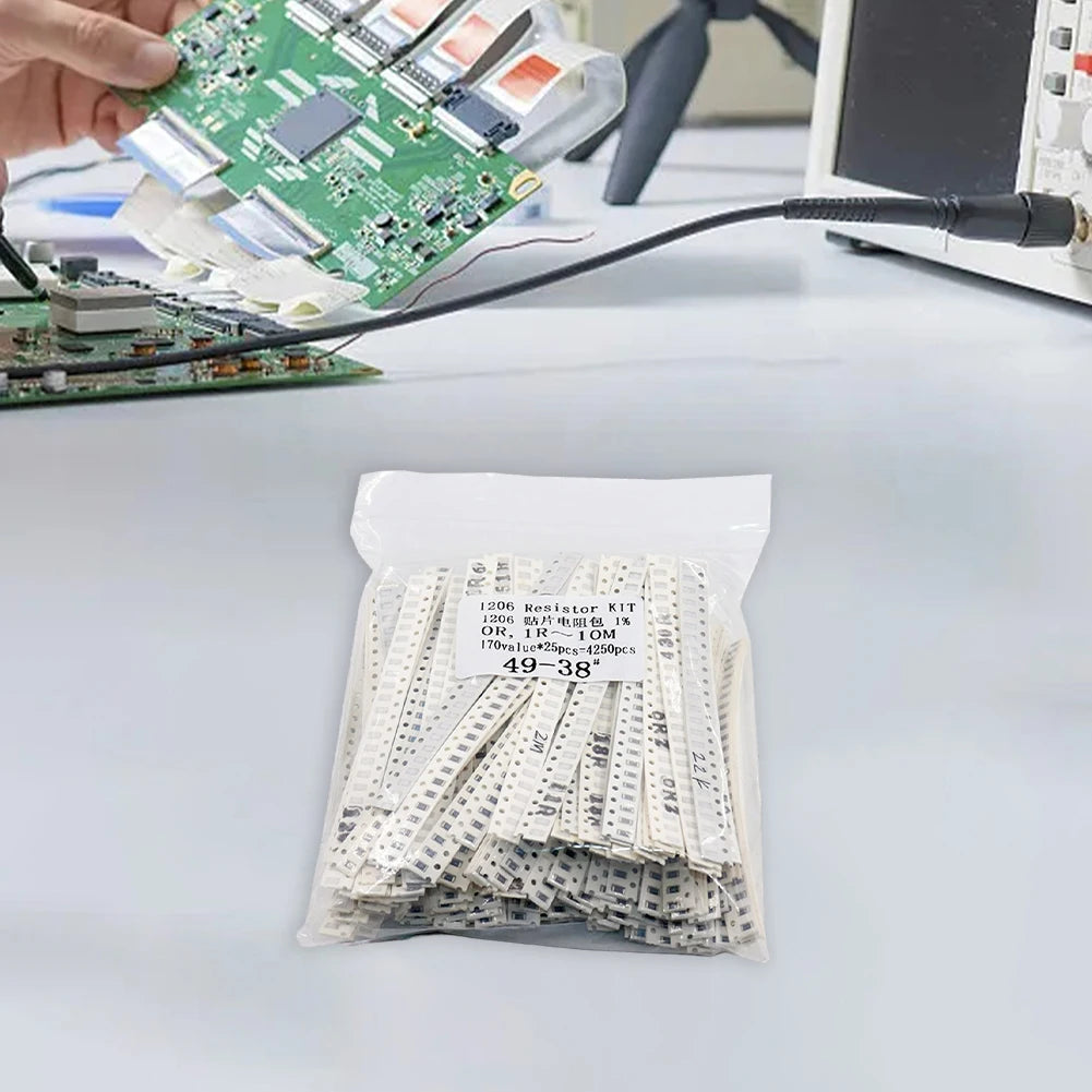 1206 For SMD Resistor Kit 1ohm-10M Ohm 1% Tolerance 4250pcs 170 Values Assorted Pack For Electronic Circuit Board Repair Project
