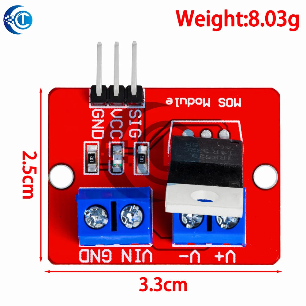 ‌IRF520 MOSFET Driver Module (1PCS/5PCS) – 0-24V Logic-Level Gate Driver for Arduino/Raspberry Pi/ARM