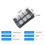 15A/25A/45A 600V Dual Row Barrier Screw Terminal Block Wire Connector TB Series 3/4/5/6/8/10/12 PIN Optional TB-1503 TB-2503