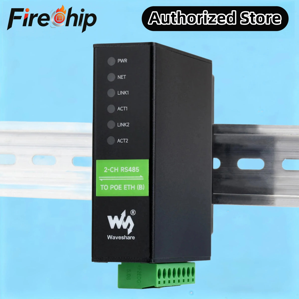 Waveshare 2‑Ch RS485 to RJ45 Ethernet Serial Server,Dual Independent RS485 Channels,Modbus MQTT Gateway Industrial IoT Module