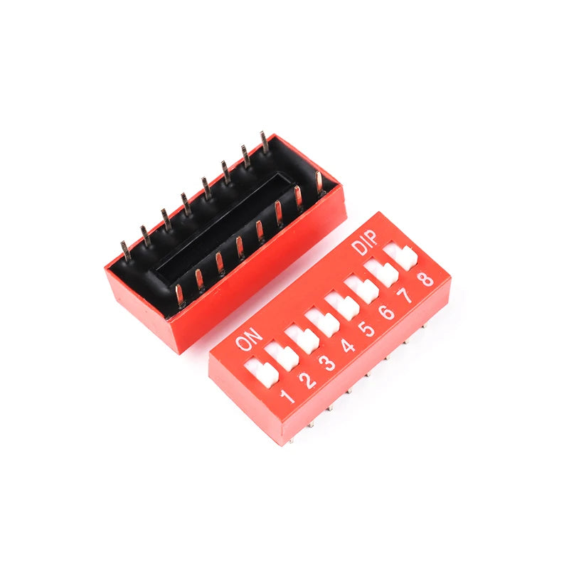 5Pcs DIP Toggle Switch Module (1-8 Bit) 2.54mm Pitch PCB Board Dial Switch Red/Blue Snap Type Switch for Electronic Projects