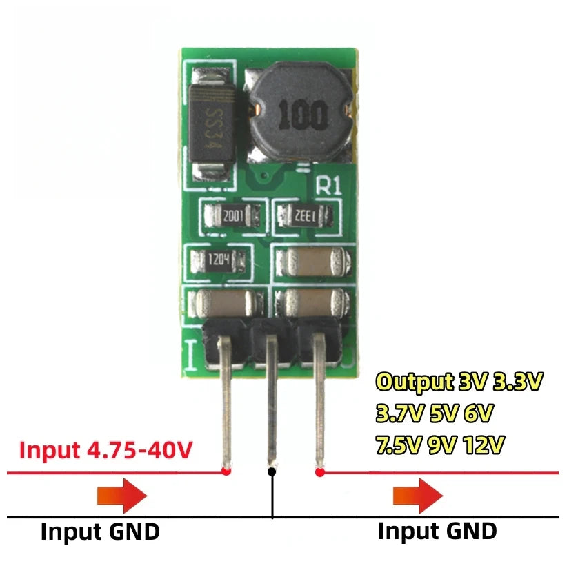 DD4012SA 1A DC 5-40V to 3V 3.3V 3.7V 5V 6V 7.5V 9V 12V Regulator DC-DC Step-Down Buck Converter Module Board