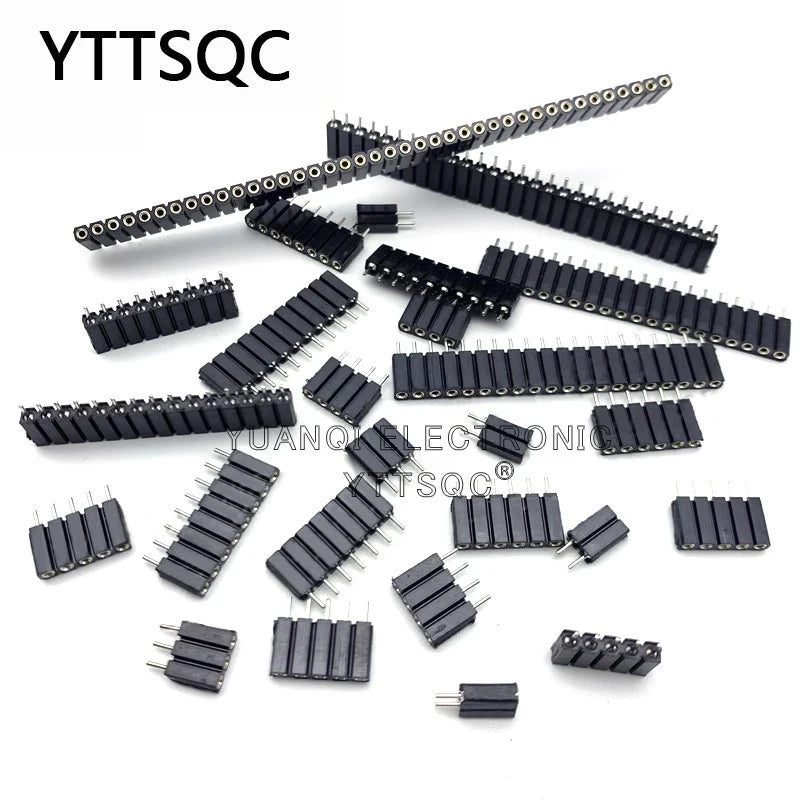 1P-40P 2.54mm PH7 Round Hole Straight Pin Single Row 0.1" Breakable Stackable PCB IC Crystal Transistor Female Tin Header Socket
