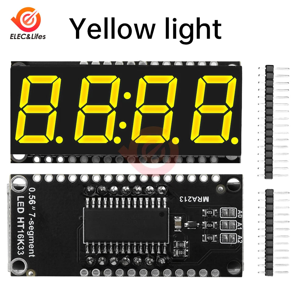 HT16K33 0.56 inch LED Display Module 4 Digit 7 Segment Time Clock Indicator Tube Module Red Blue Green Yellow White for Arduino