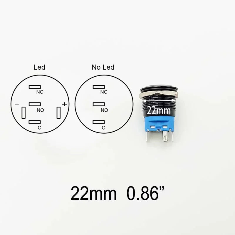 Push Button Switch Electric Waterproof Power 6v 12v Led Light Momentary on Off 8/10/12/16/19/22/25/30mm Micro Pressure Switches