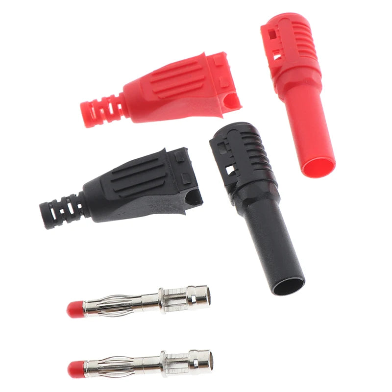 2Pcs Hot New 4mm Male Right Angle Insulation Wire Solder Type DIY Banana Plug Connectors Multimeter Test