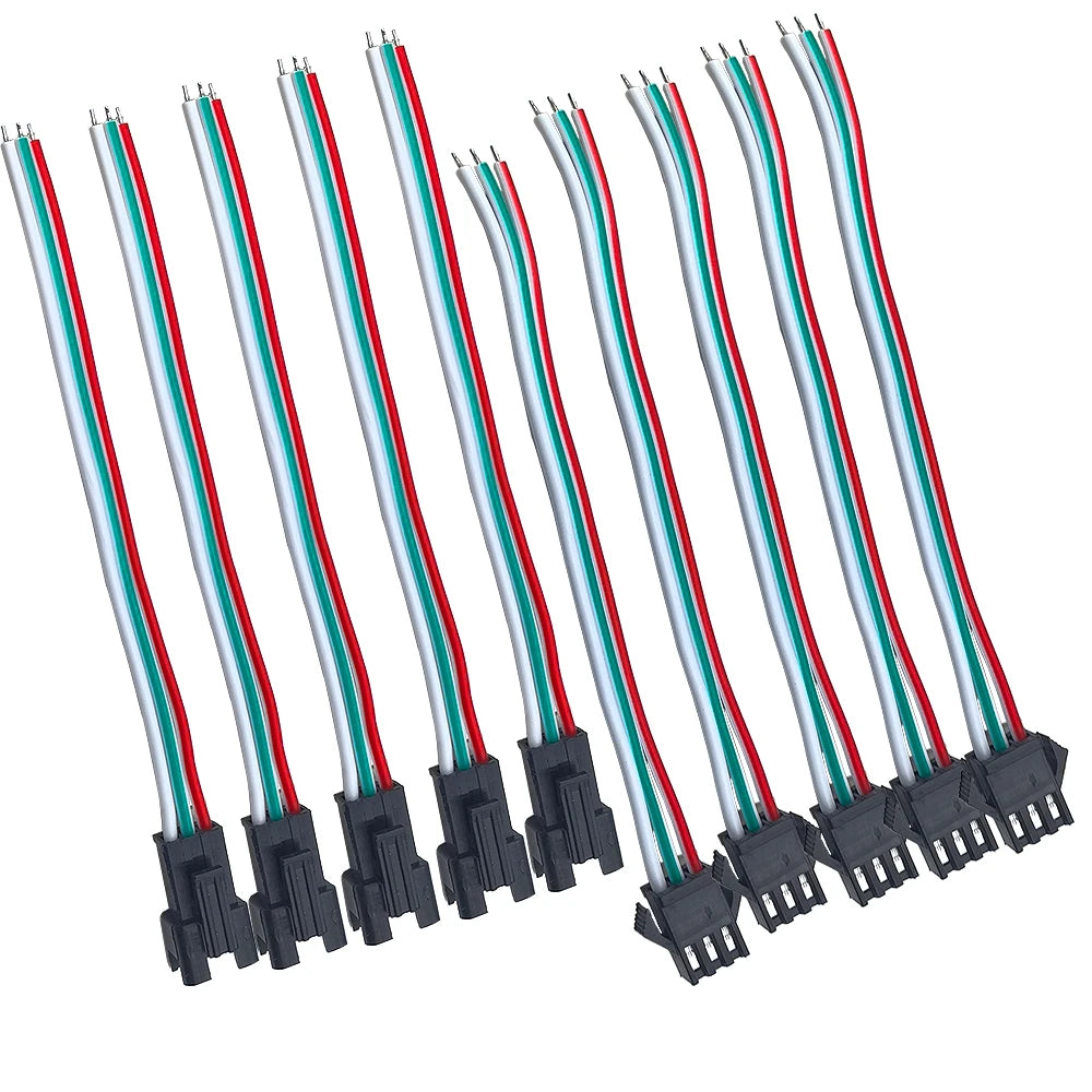 3 Pin JST SM Male Female Plug Connector Cable For WS2812B WS2812 WS2811 LED Strip Lamp