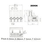 Pitch 5.08mm 2/3/4P Screw Plug-in PCB Terminal Block 2EDGK 2EDGRC Close Corner Male/Female Pluggable Connector 5/10Pcs